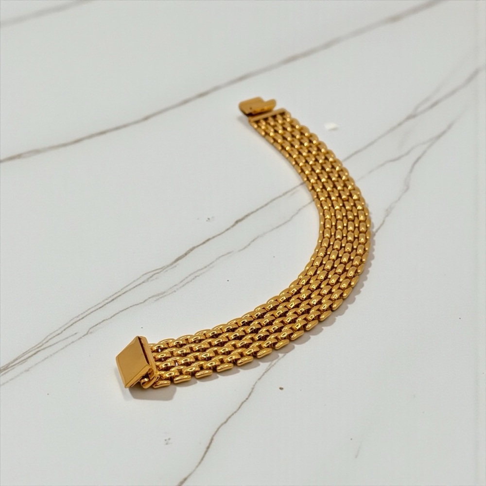 Vintage Monet Panther Link Gold Tone Bracelet